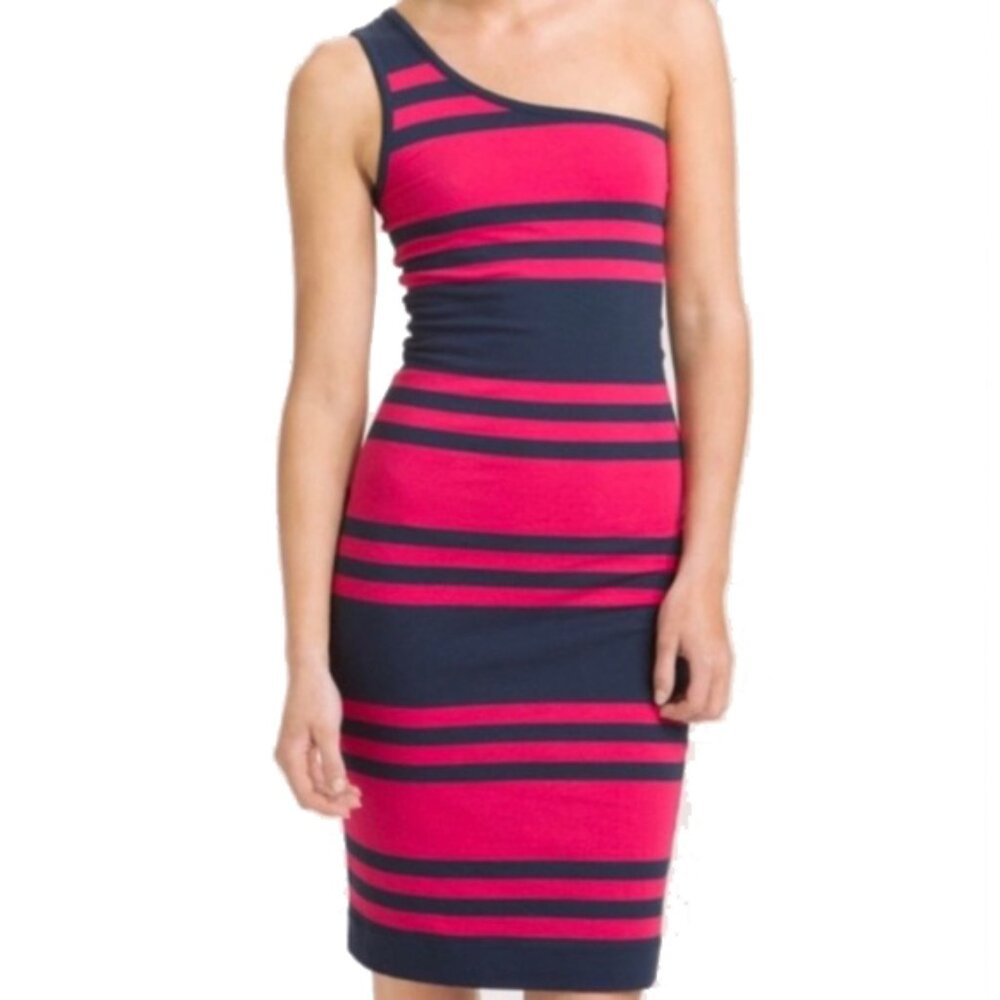 French Connection One-Shoulder Striped Dress Size 10